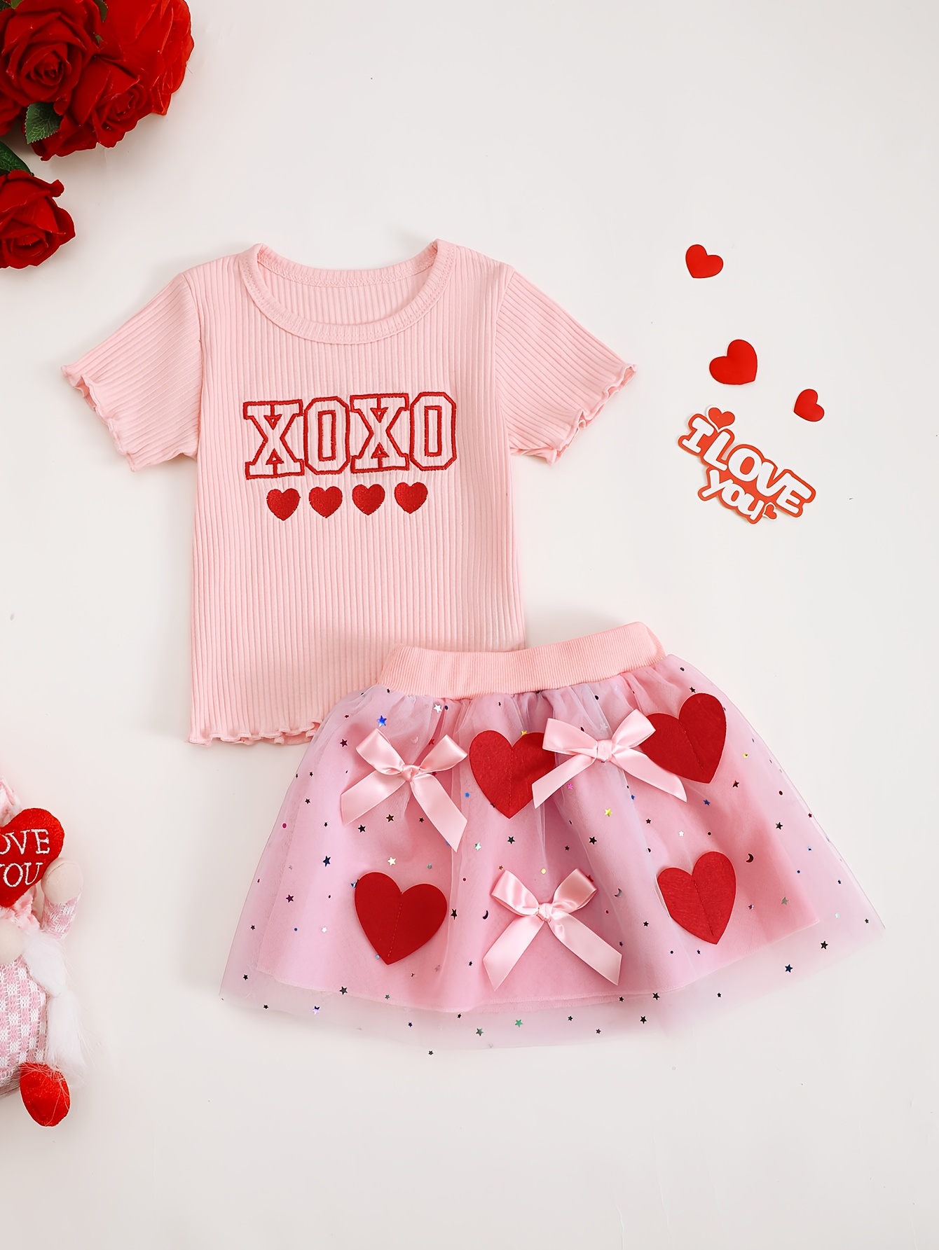 Xoxo Baby Clothing - Conjunto de Saia de Tule Bordada